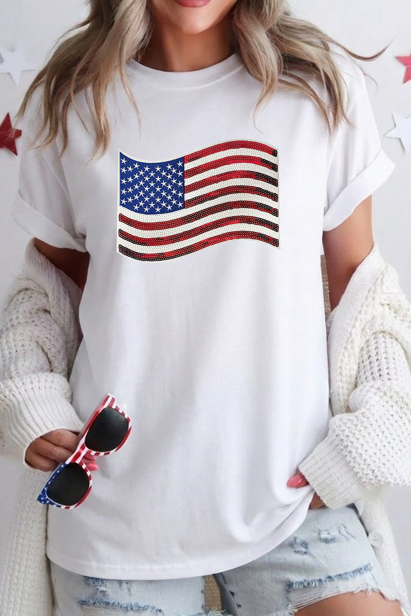 Women 4th of July American Flag T Shirt