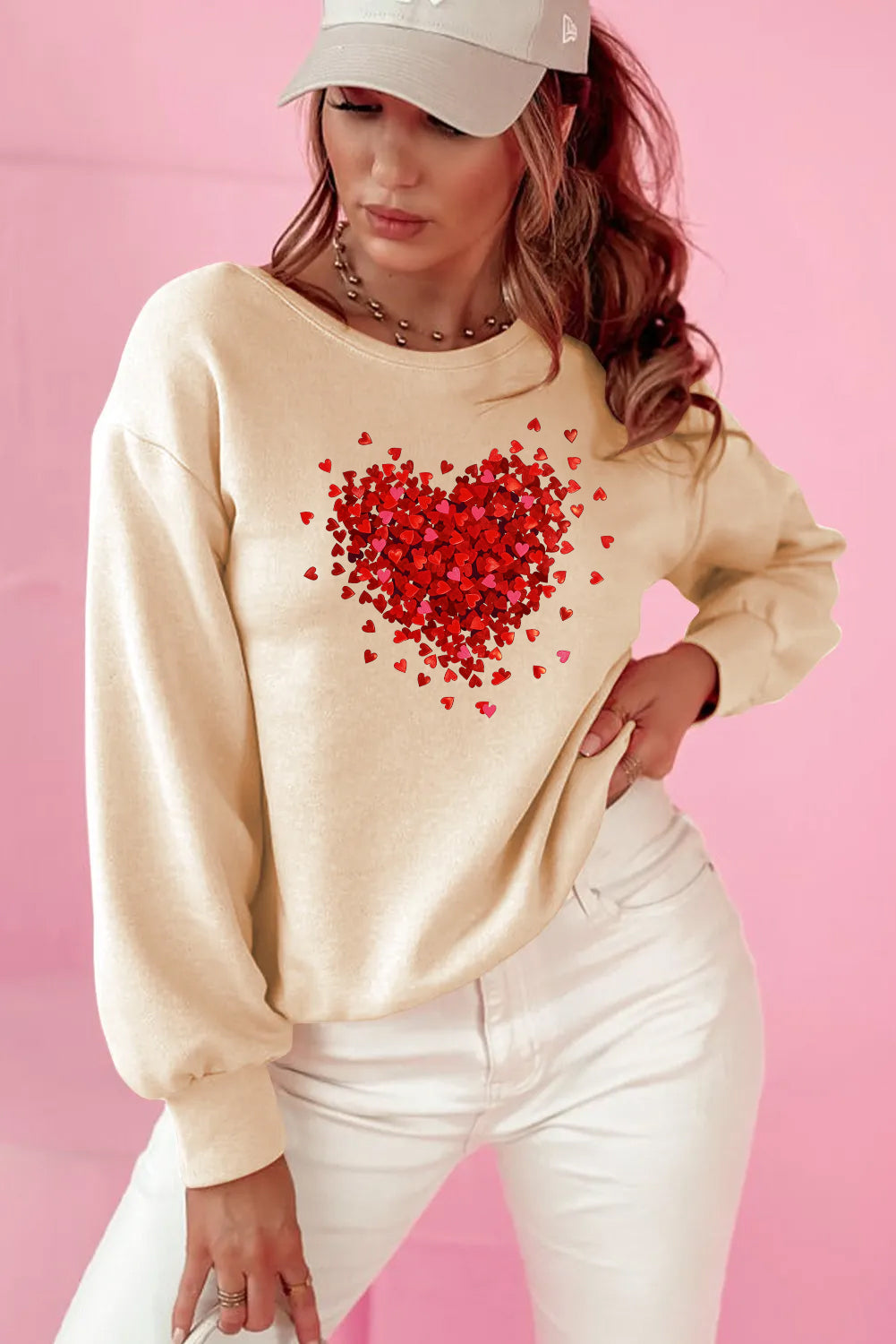 Valentine’s Day Heart Cluster Bow Back Sweatshirt