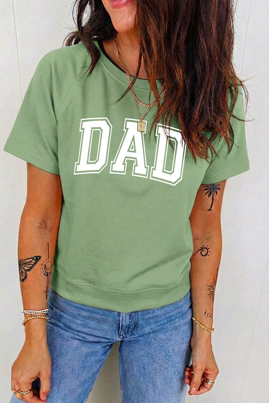 Letter Graphic T Shirt Dad Print Casual Crewneck Short Sleeve Top