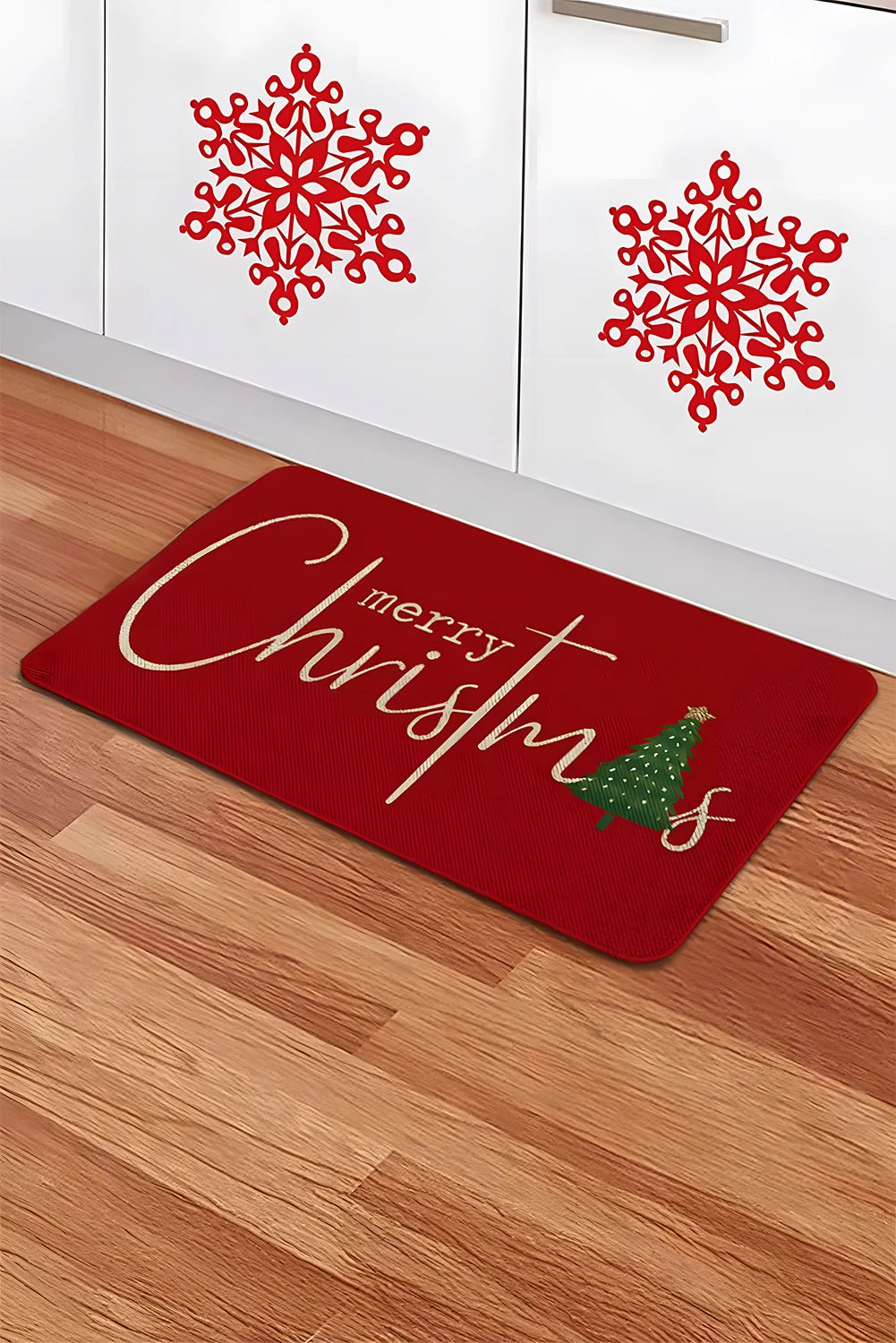 Fiery Red Merry Christmas Print Absorbency Entrance Mat