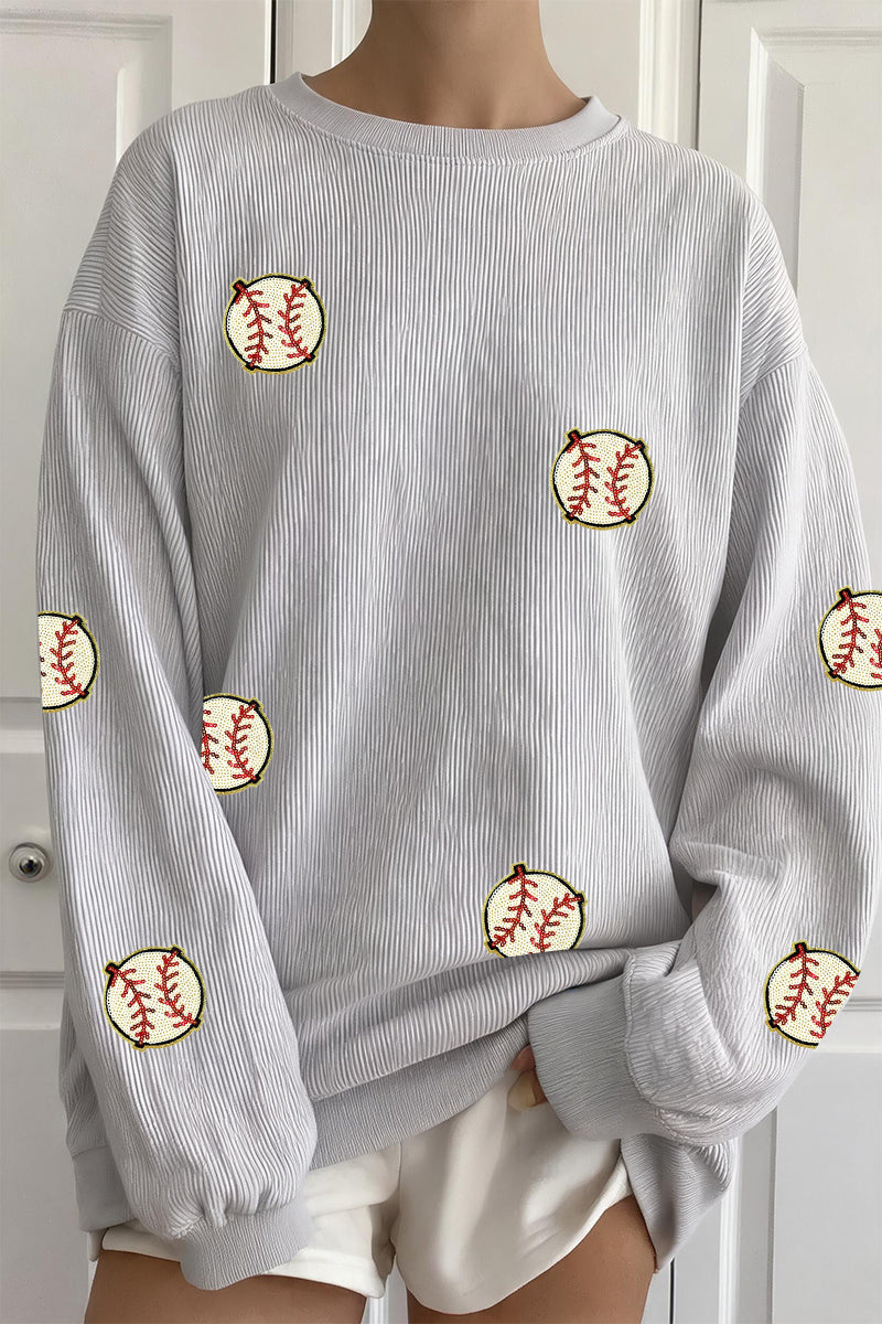 Baseball Blend Sweatshirt Casual Embroidered Pullover