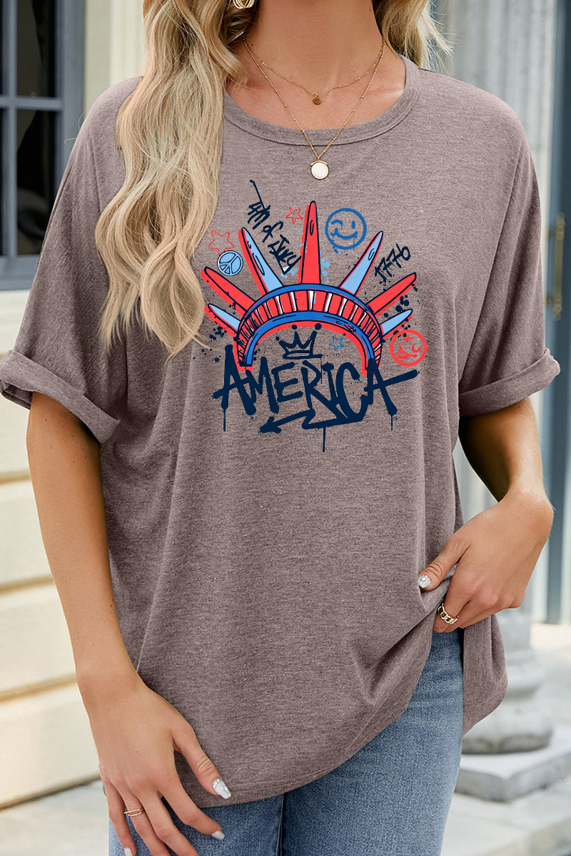 Graffiti Graphic Oversized Fourth of July America Tee