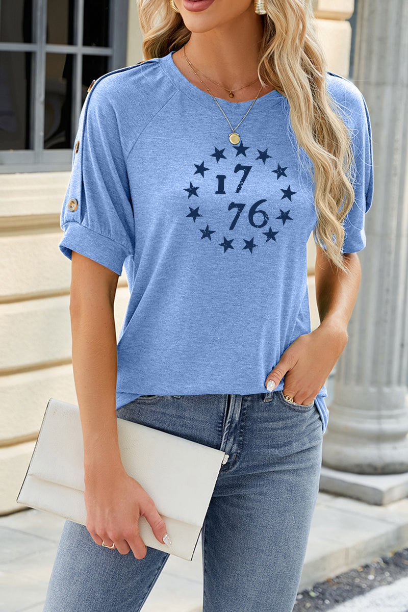 1776 Stars Graphic Rayon Tee Boutique Patriotic Top