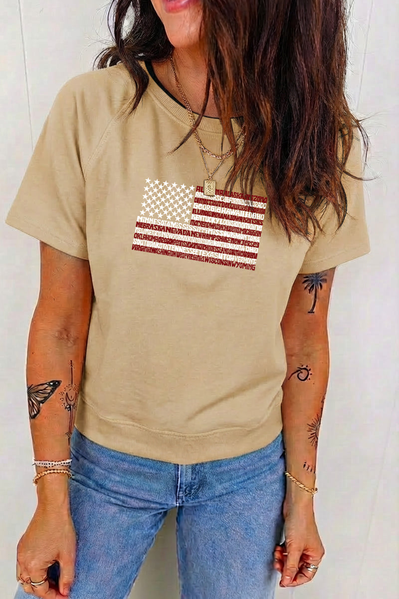 Patriotic USA Flag Graphic 4th of July Casual Tee