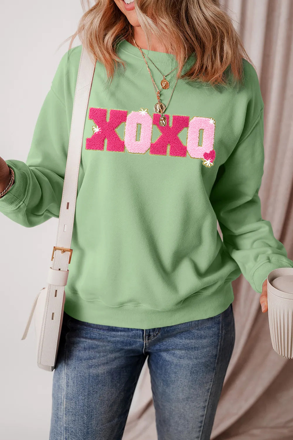 Valentine’s Day XOXO Glitter Graphic Sweatshirt
