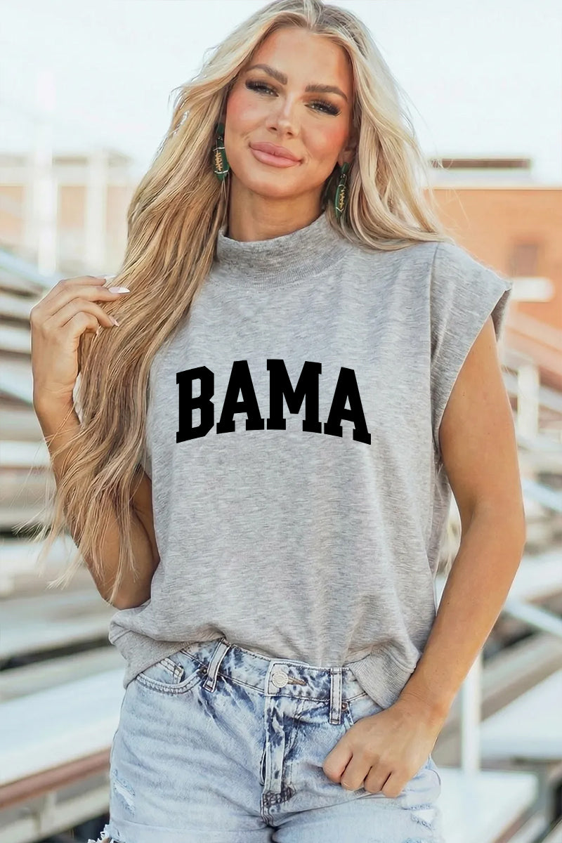College Cotton Graphic Tee Casual Bama Sleeveless Tee