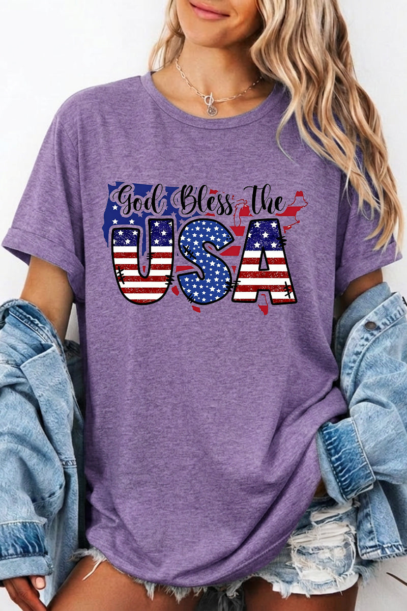 Independence Day USA Flag Graphic Casual Tee