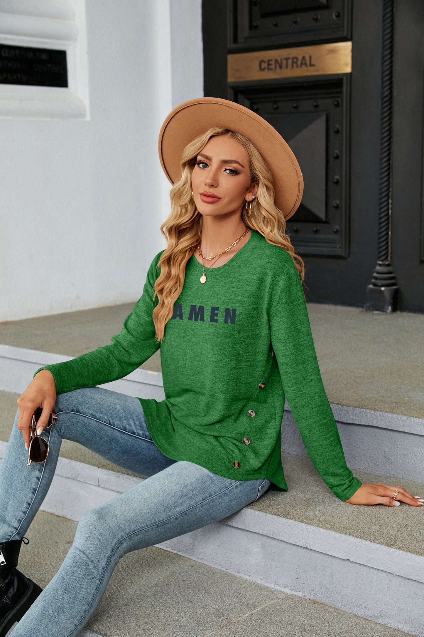 Easter Faith Graphic Long Sleeve Casual T Shirt