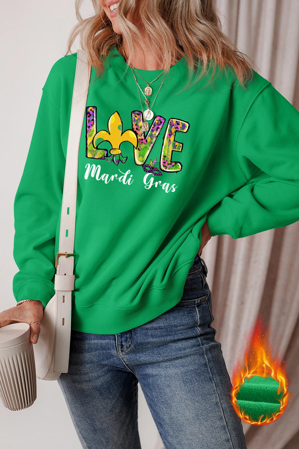 Mardi Gras Colorful Love Graphic Everyday Sweatshirt