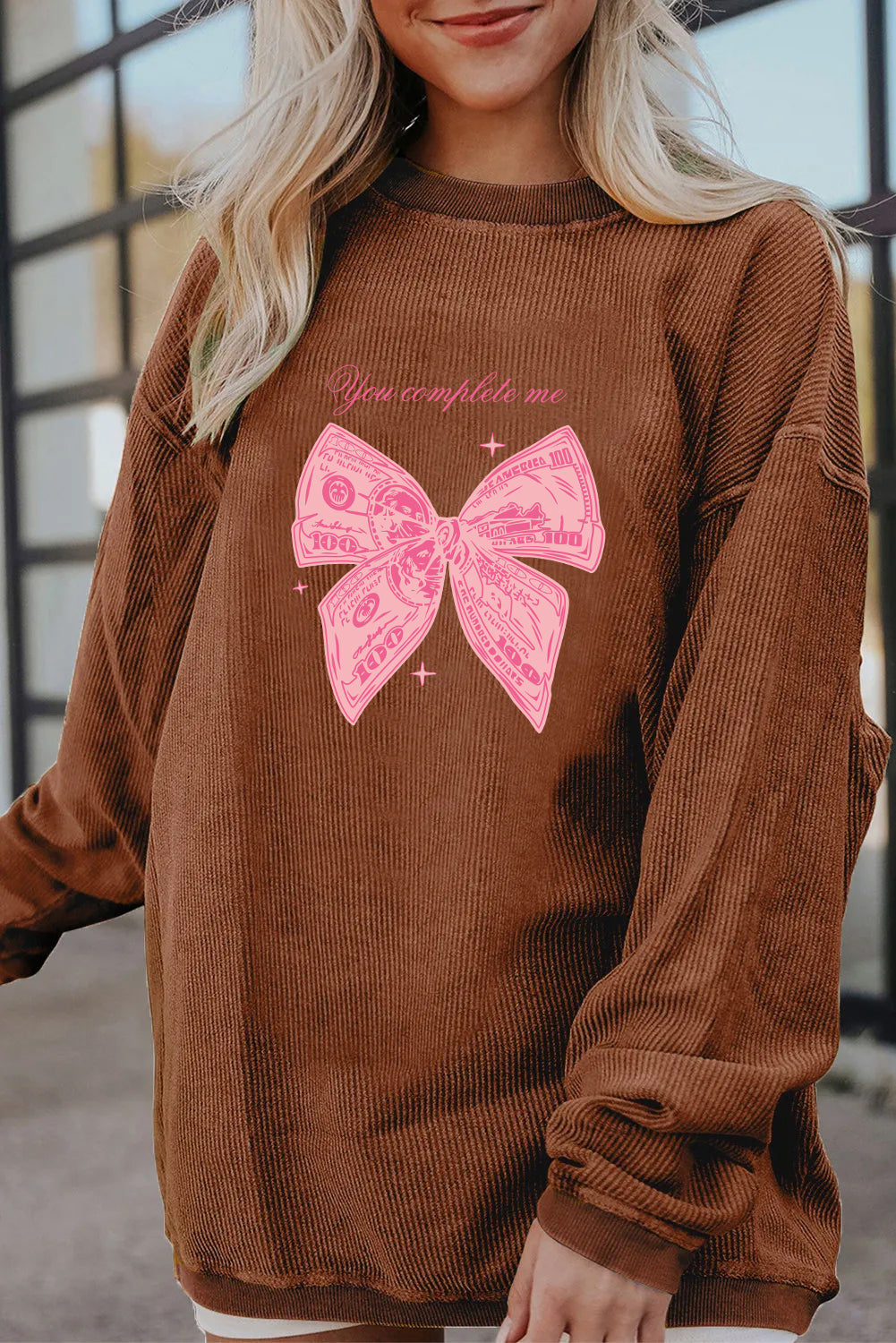 Valentine’s Day Pink Bow Graphic Sweatshirt
