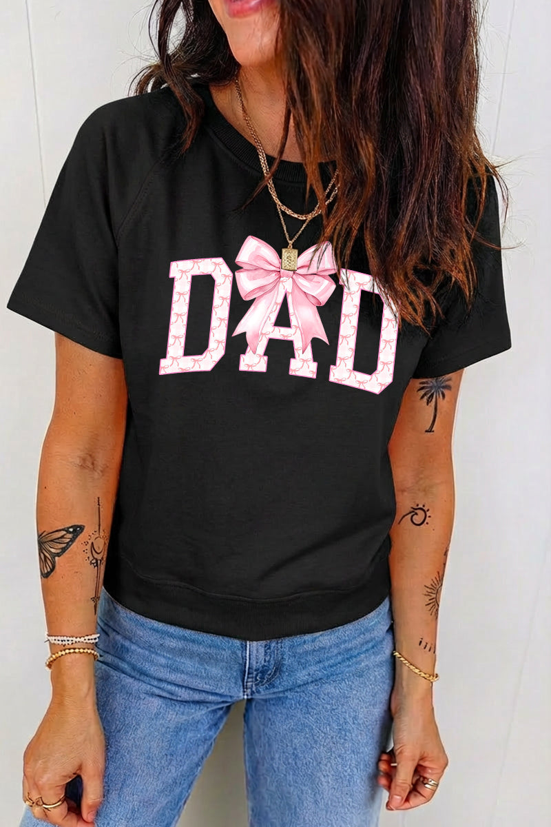 Graphic Print T Shirt Best Dad Ever Casual Crewneck Tee