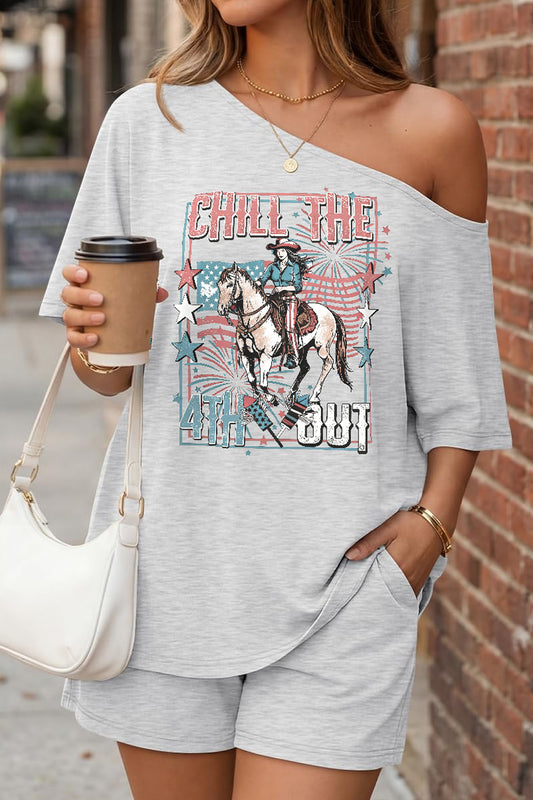 Chill The 4th Out Graphic Lounge Shorts Set Women