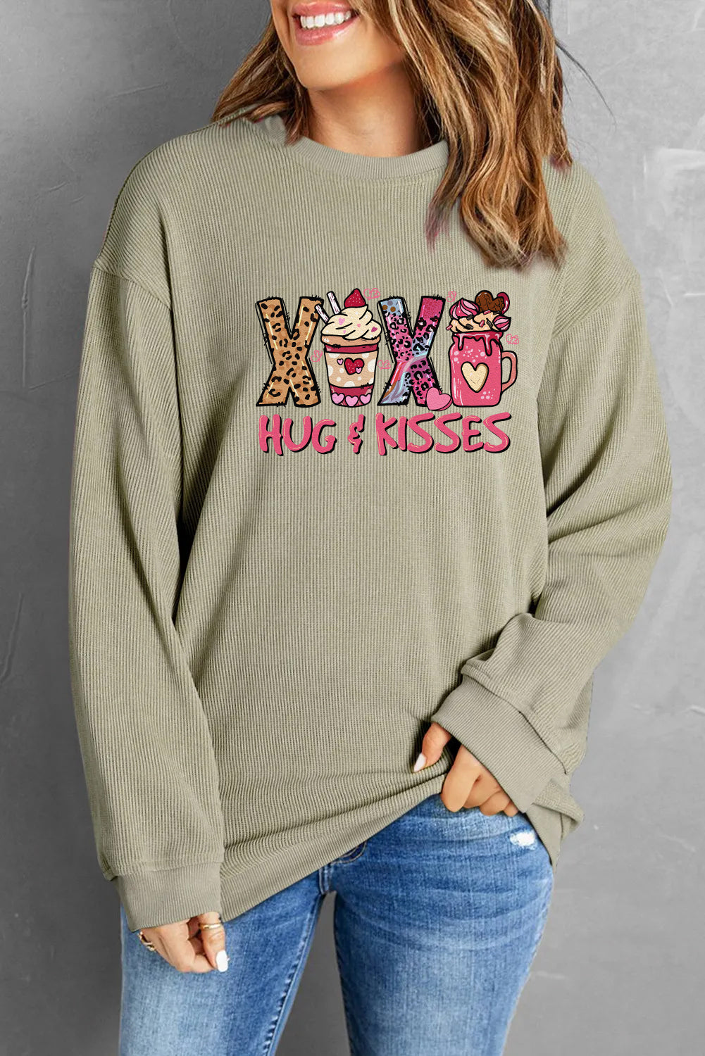 Valentine's Day XOXO Hugs and Kisses Graphic Sweatshirt