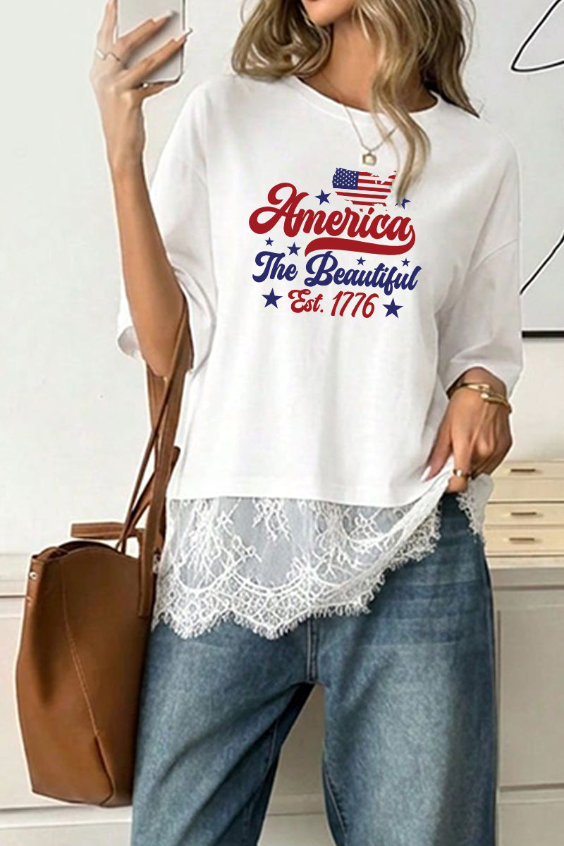 America The Beautiful Tee Patriotic 4th July Top
