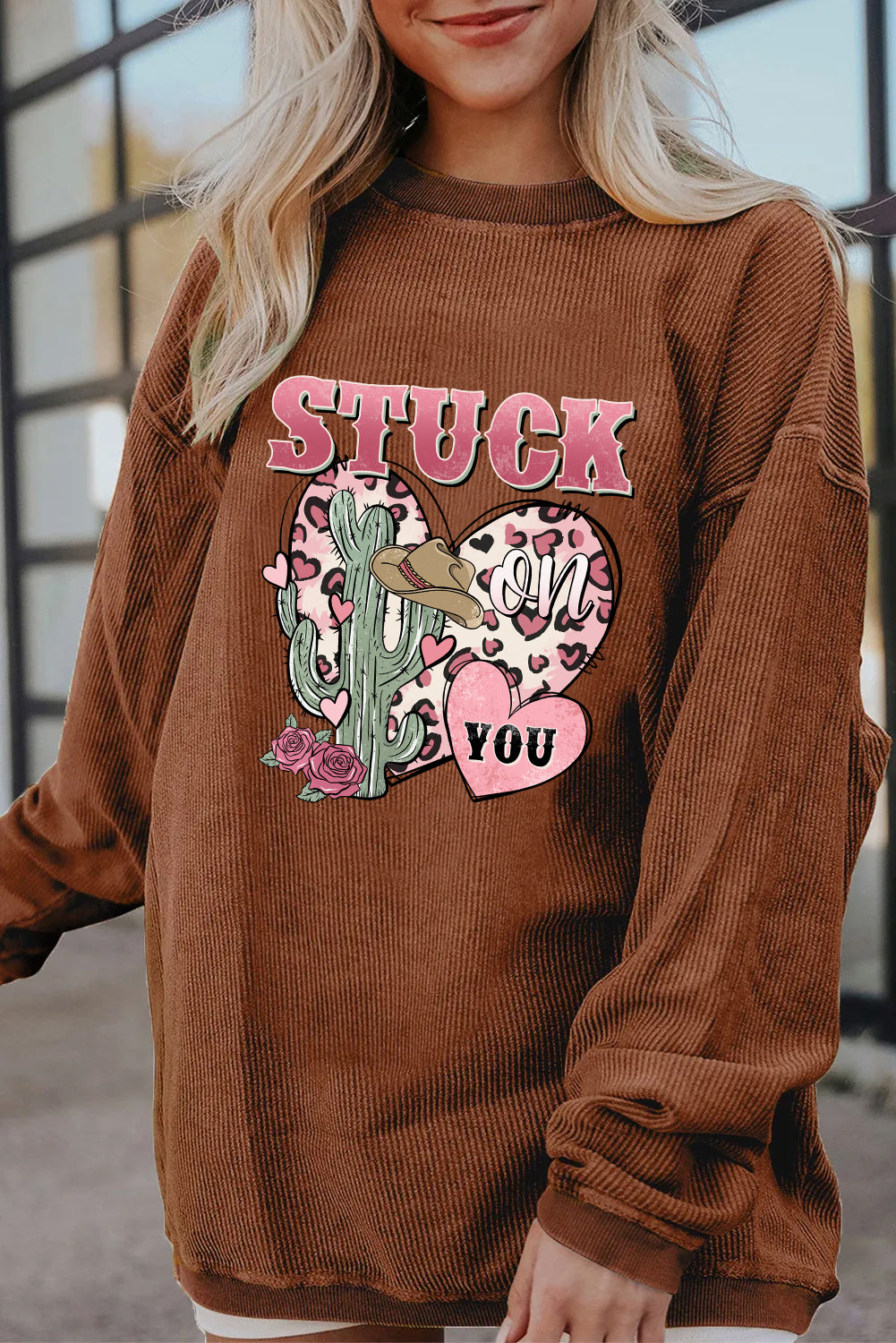 Valentine’s Day Stuck On You Cactus Heart Graphic Top