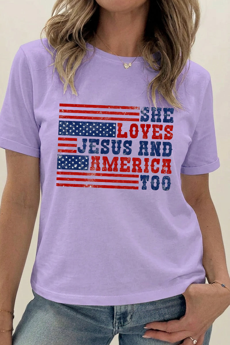 American Flag Cotton Graphic Tee Patriotic Boutique Top