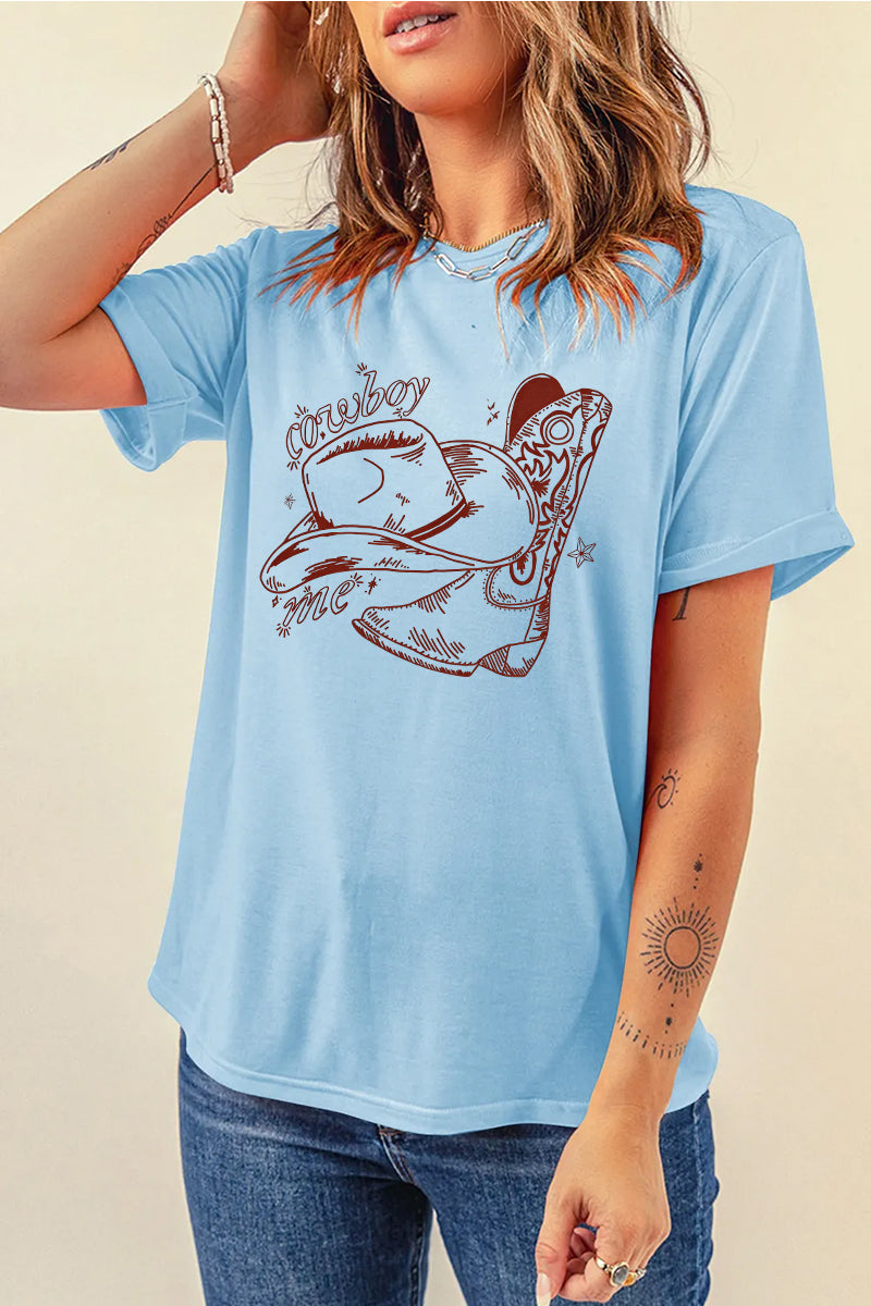 Western Graphic Tee Casual Vintage Cowgirl T Shirt