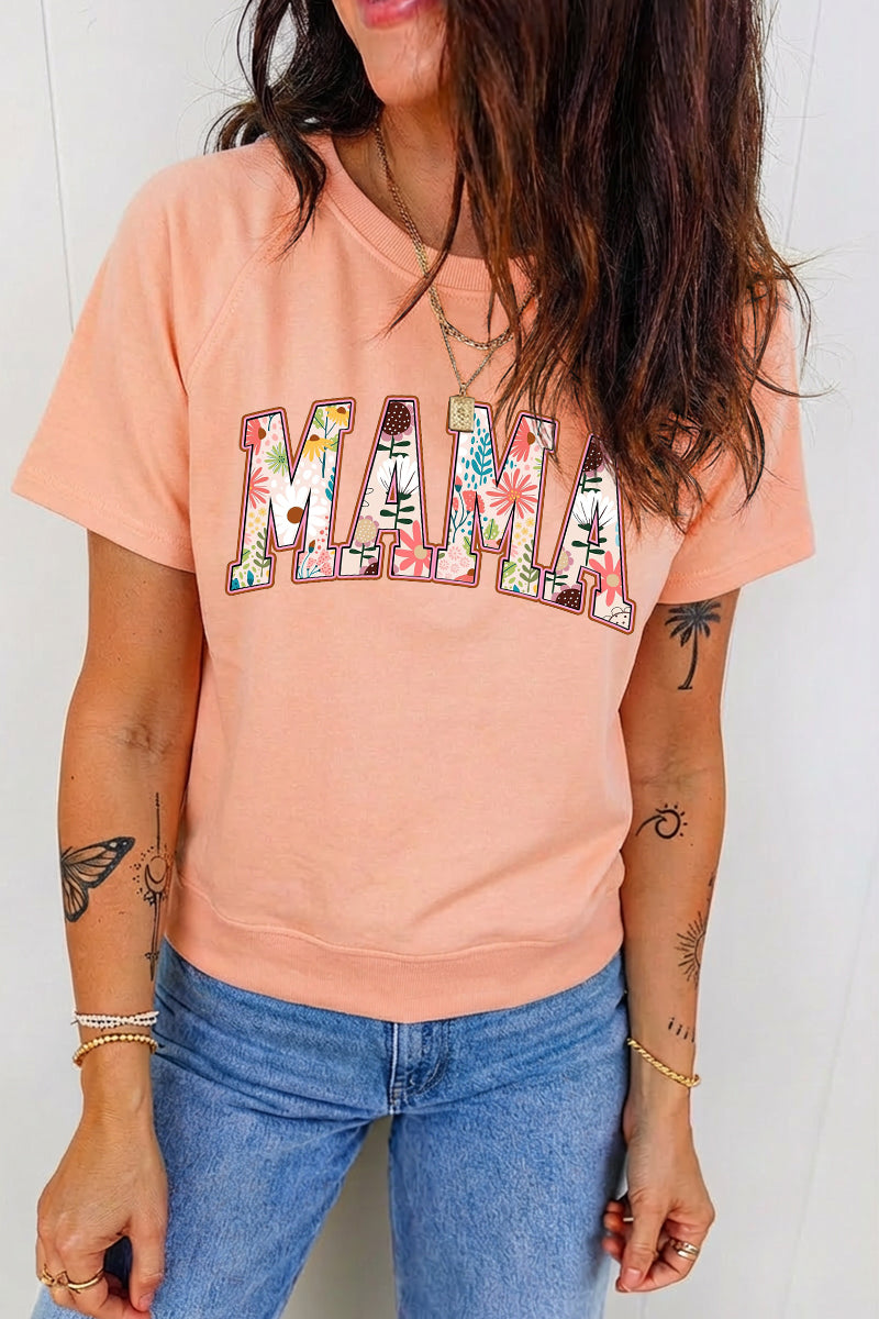 Mother's Day Floral Mama Graphic Casual Loose T Shirt