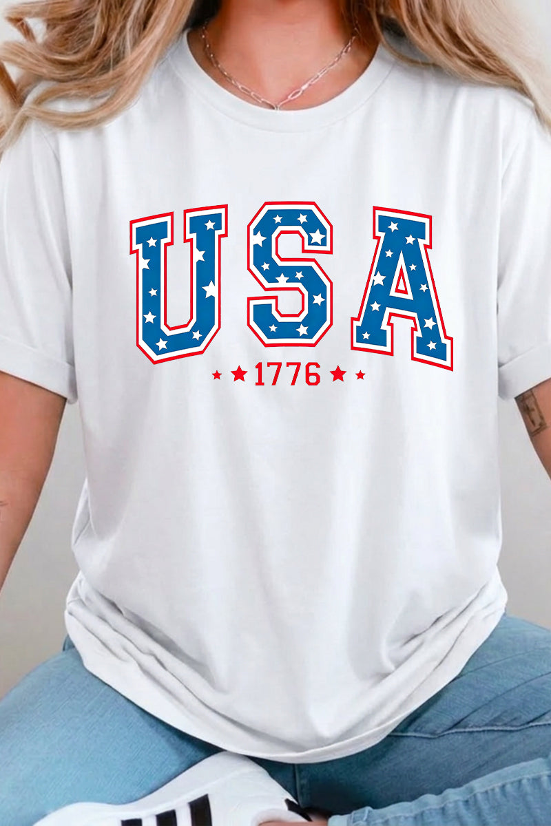4th of July USA 1776 Letter Graphic Tee