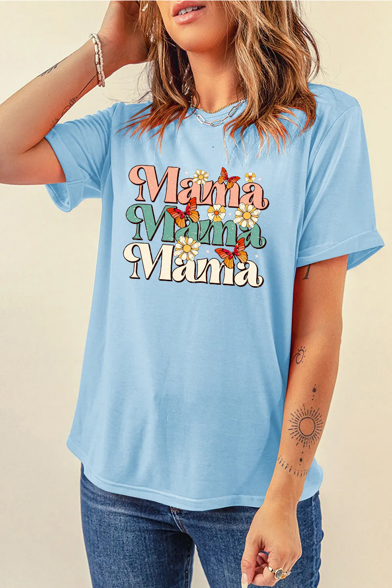 Floral Mama Graphic Tee Women Mother Day Gift Top