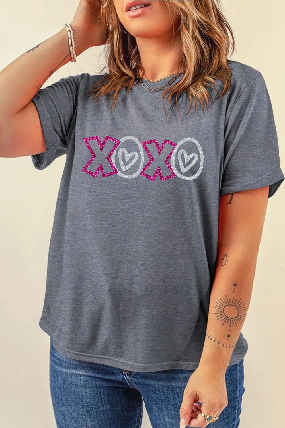 Valentine’s Day Glitter XOXO Heart Tee