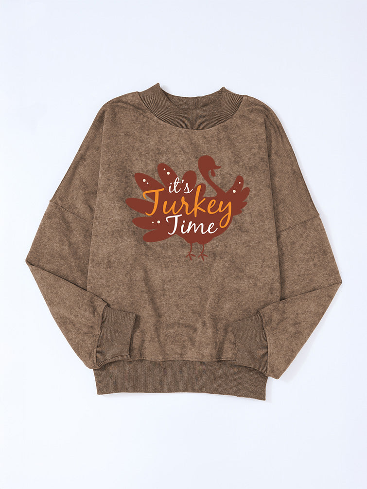 Thanksgiving Turkey Day Long-Sleeved Pullover Sweatshirt