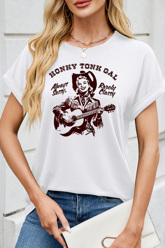 Vintage Cowgirl Western Graphic Loose Fit Tee Grey
