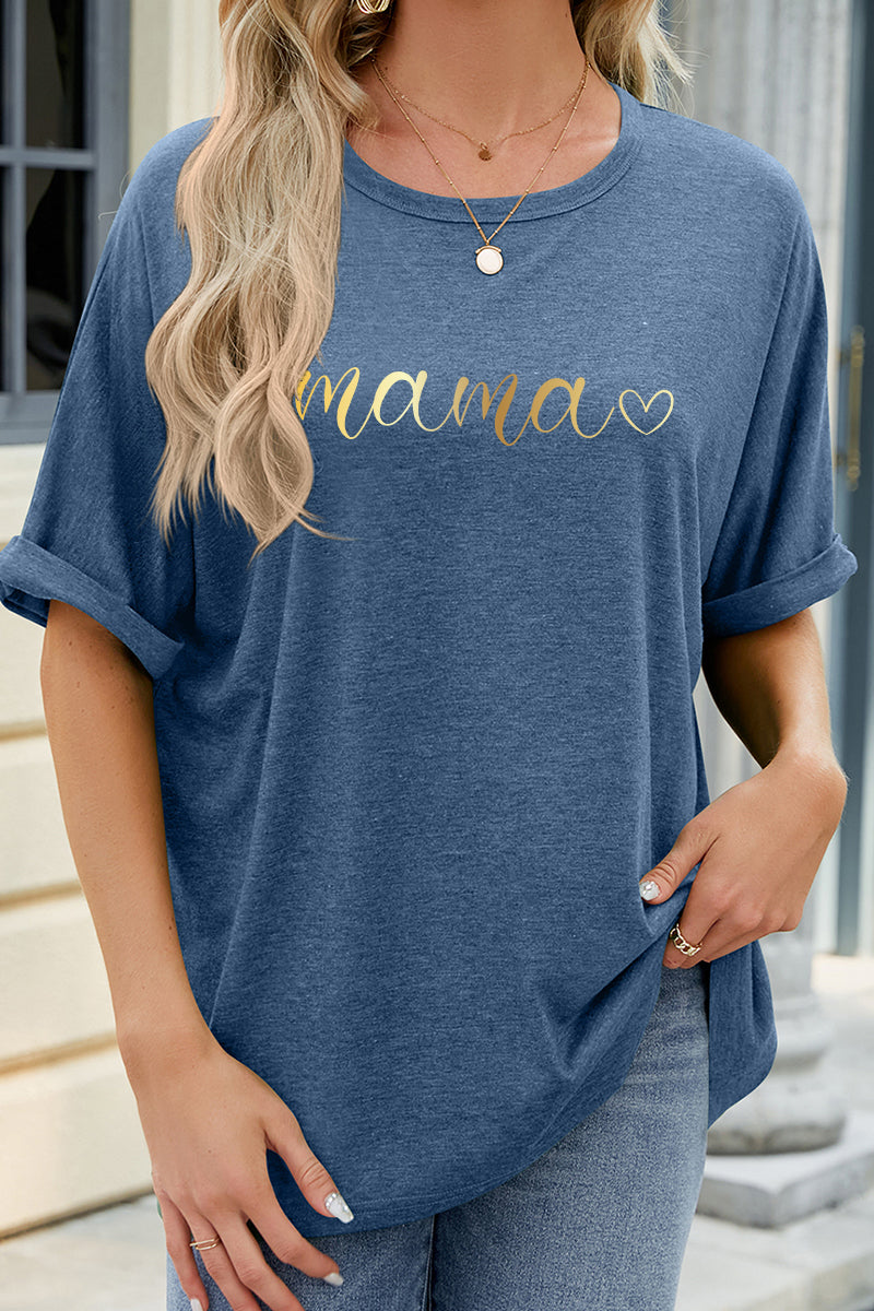 MOM Graphic Tee Casual Mothers Day Short Sleeve Shirt