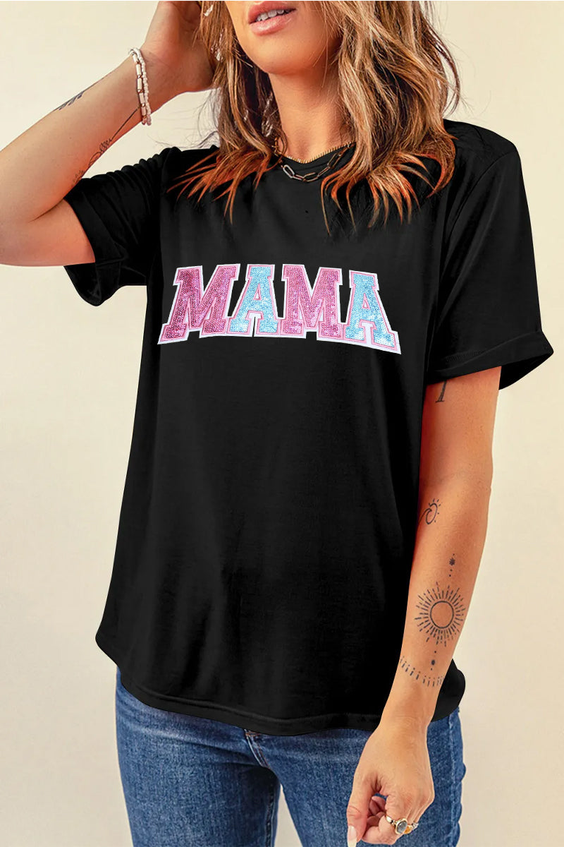Mama Graphic Tee Women Casual Mother Day Gift Top