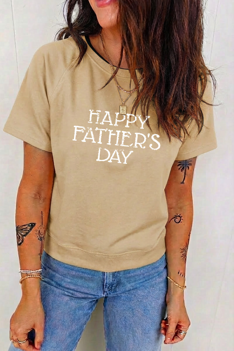 Graphic Print T Shirt Happy Fathers Day Casual Crewneck Tee