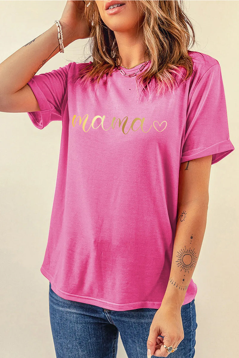 Retro Mama Graphic Tee Women Mothers Day Casual Shirt