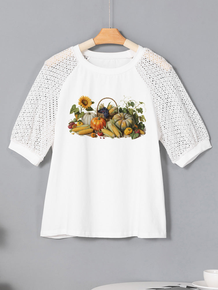 Thanksgiving Harvest Pumpkin Corn Basket Graphic T Shirt