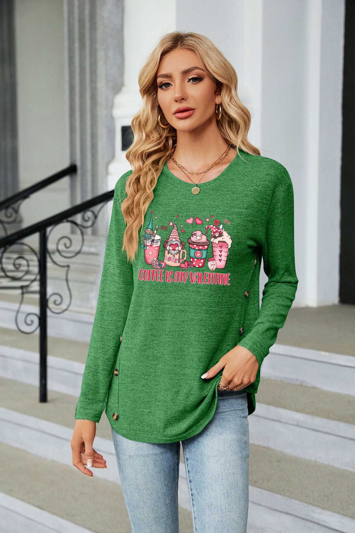 Valentine's Day Coffee Is My Valentine Long Sleeve Top