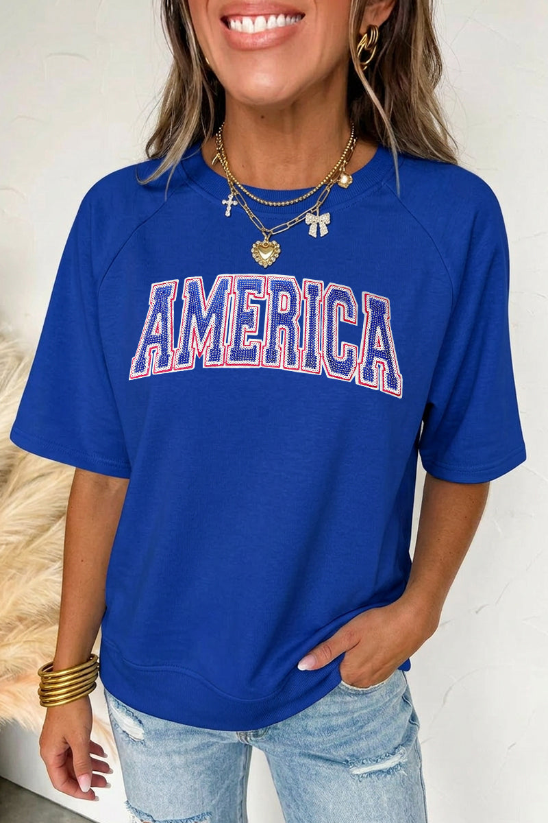 Independence Day America Letter Graphic Tee Top