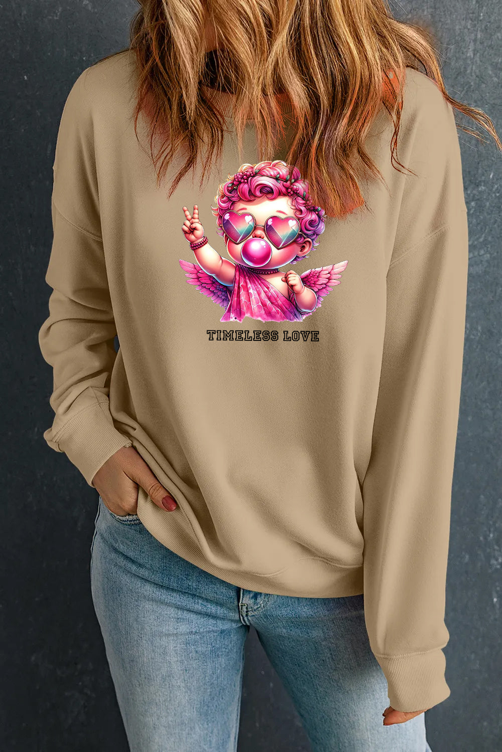 Valentine’s Day Timeless Love Angel Graphic Cozy Sweatshirt