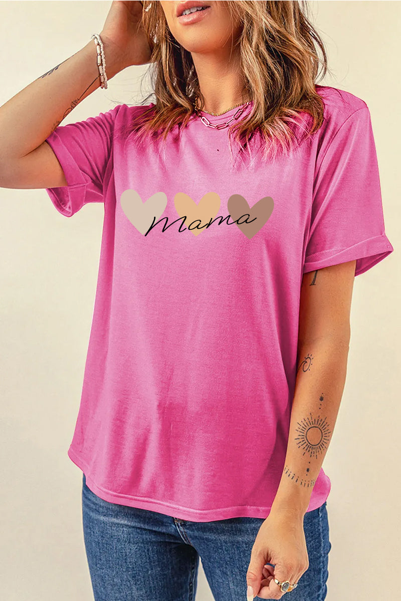 Mama Heart Graphic Tee Mothers Day Casual Spring Top