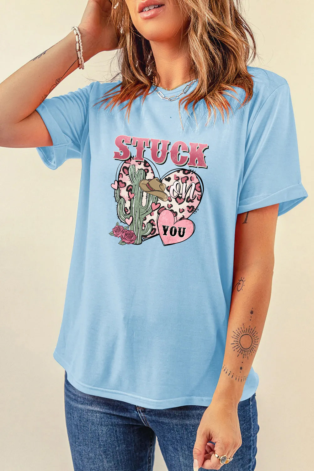Valentine’s Day Stuck On You Cowgirl Graphic Tee