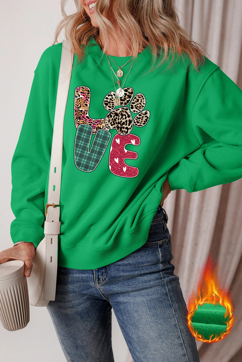 Valentine’s Day Leopard Paw LOVE Graphic Sweatshirt