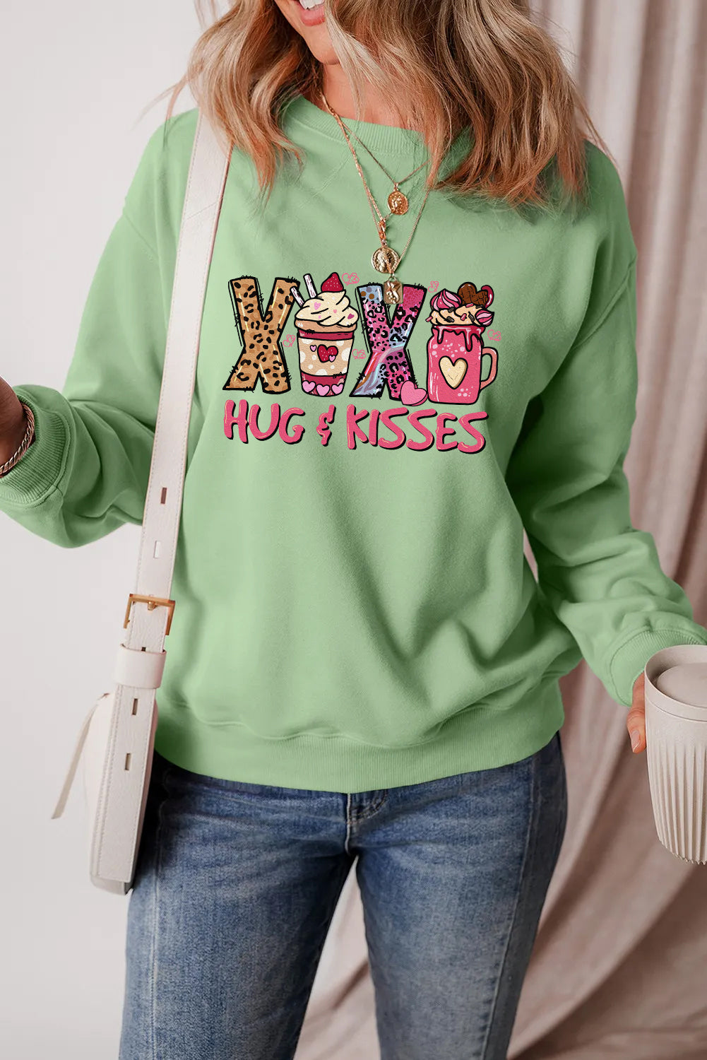 Valentine’s Day XOXO Hug and Kisses Graphic Sweatshirt