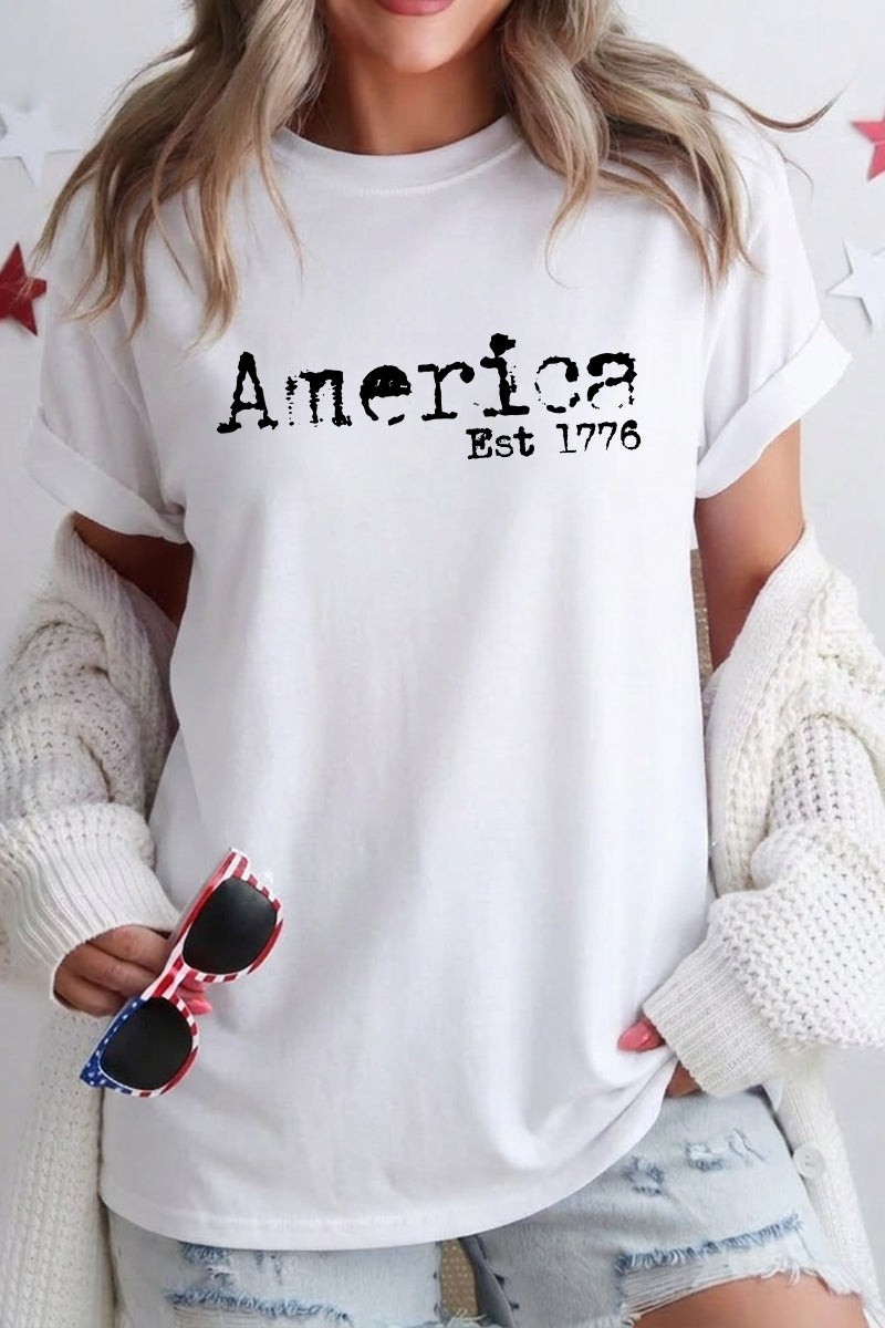 Women America Est 1776 Graphic T Shirt