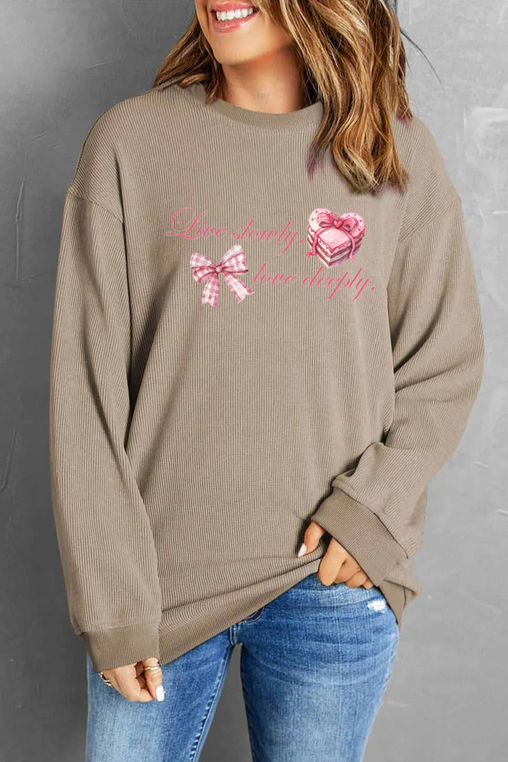 Valentine's Day Live Slowly Love Deeply Graphic Sweatshirt