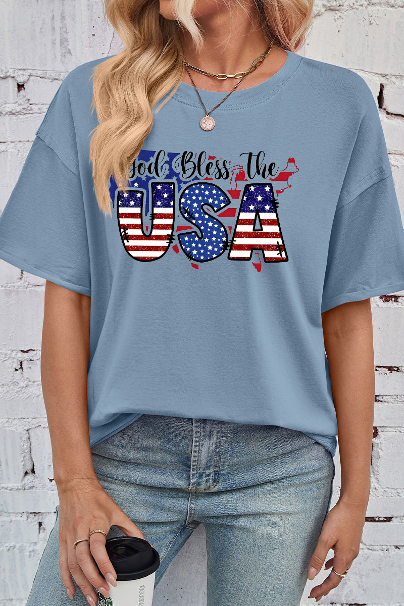 USA Flag Cotton Tee Oversized Casual Patriotic
