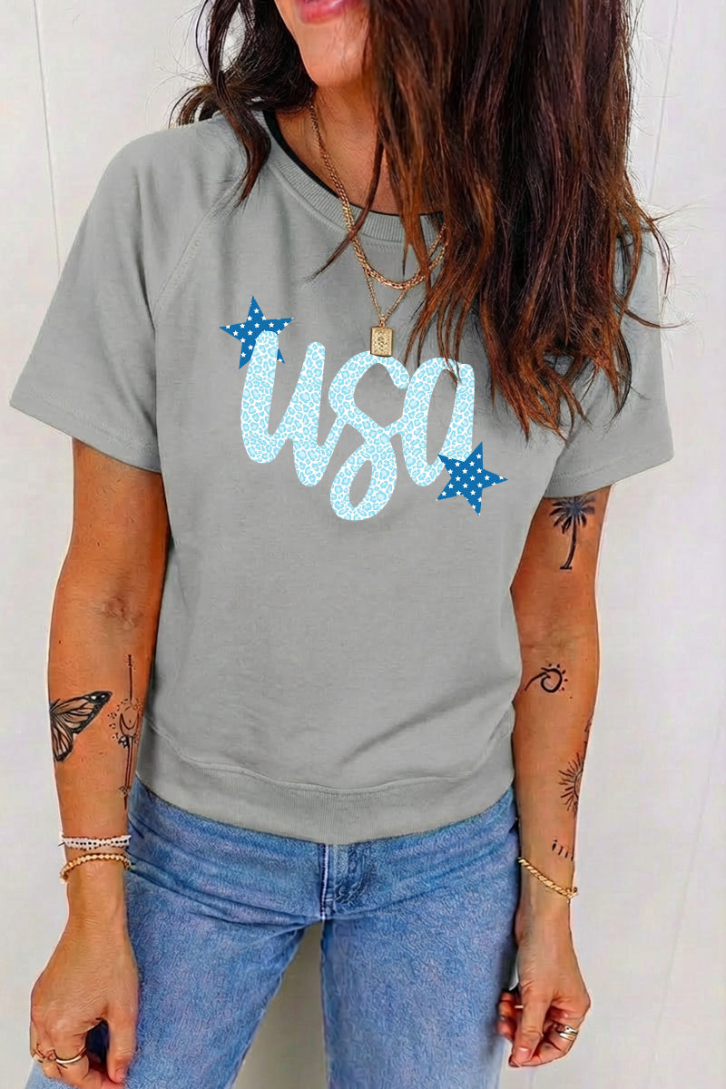 4th of July Leopard Print USA Patriotic Graphic Tee