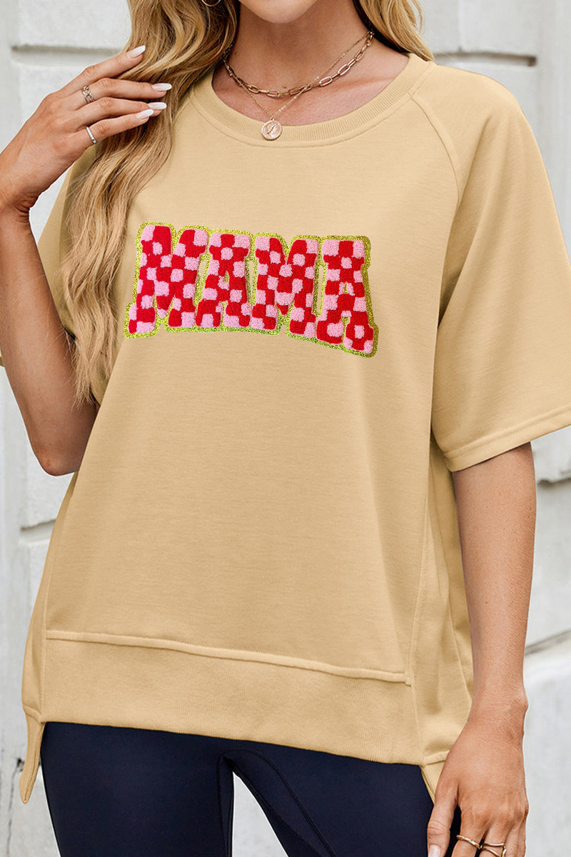 Retro Checkered Mama Graphic Tee Mother's Day Gift Top