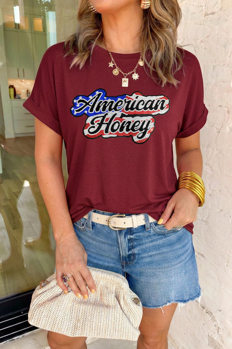 American Honey Patriotic Graphic T Shirt Women