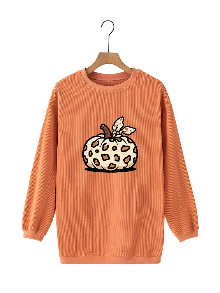 Pumpkin Halloween Fall Graphic Orange Long Sleeve Sweatshirt