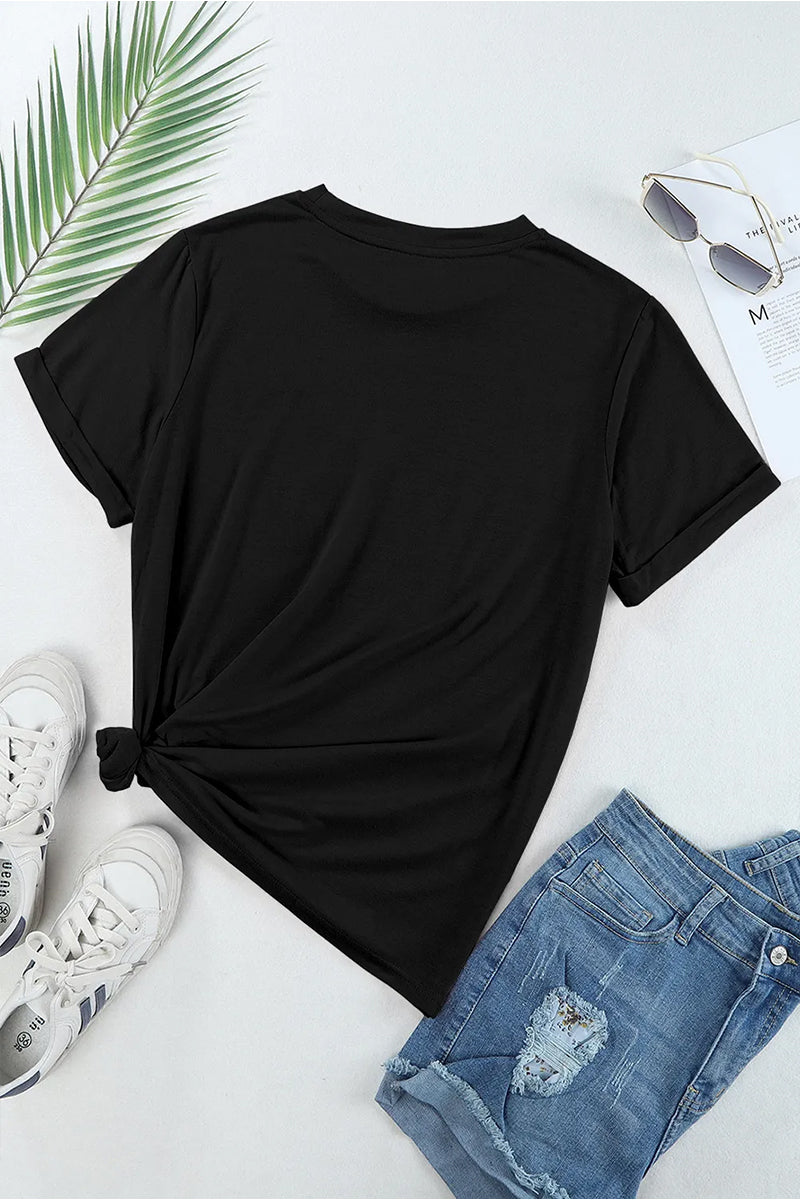 Heart American Flag Independence Day Short Sleeve Tee