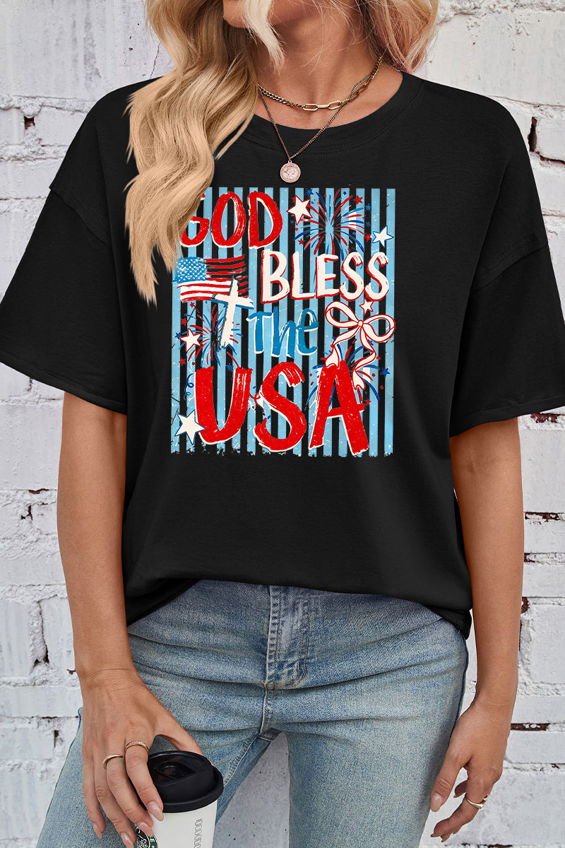 Patriotic Graphic Rayon Tee Oversized Summer Top