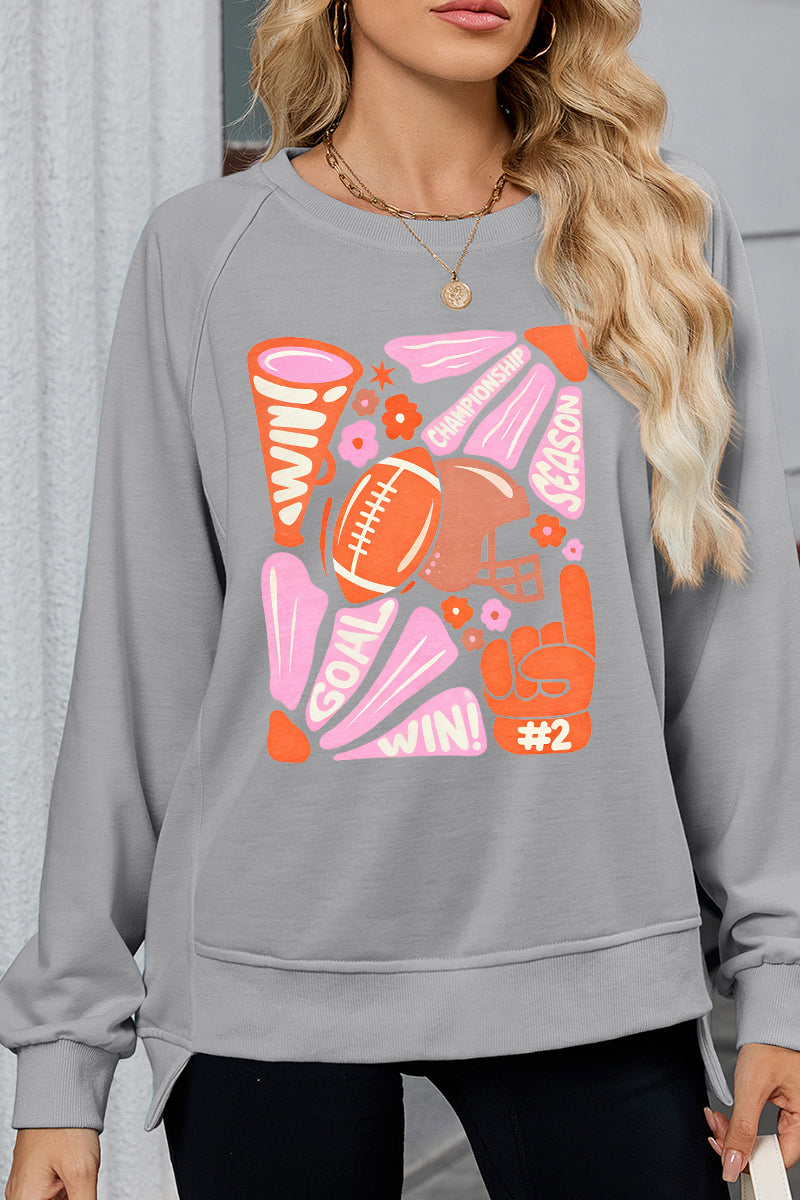 Football Graphic Sweatshirt Casual Game Day Top