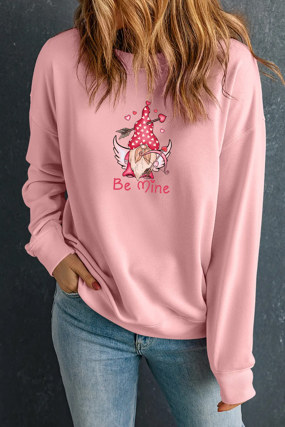 Valentine’s Day “Be Mine” Cupid Graphic Oversized Sweatshirt